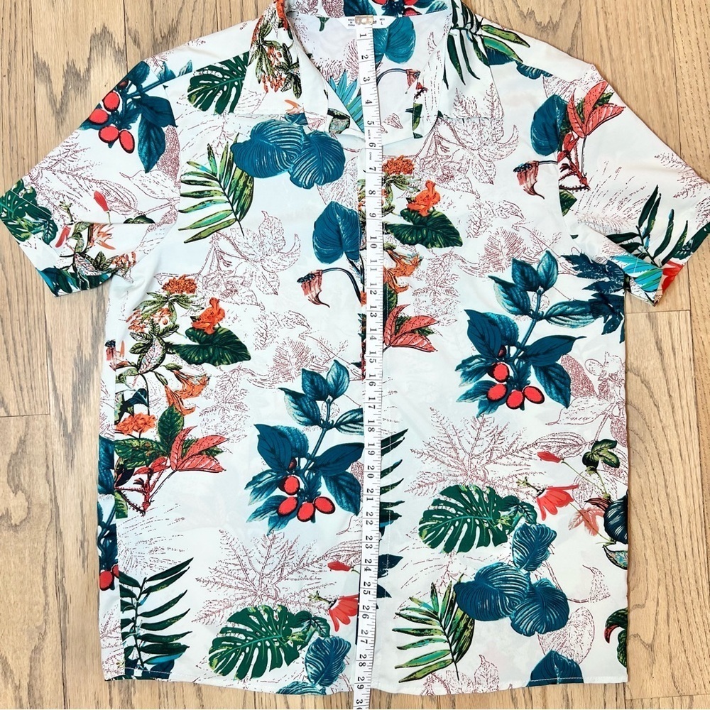 PatPat Men’s Hawaiian Print Lightweight Button Down Top Size Large - Picture 7 of 11